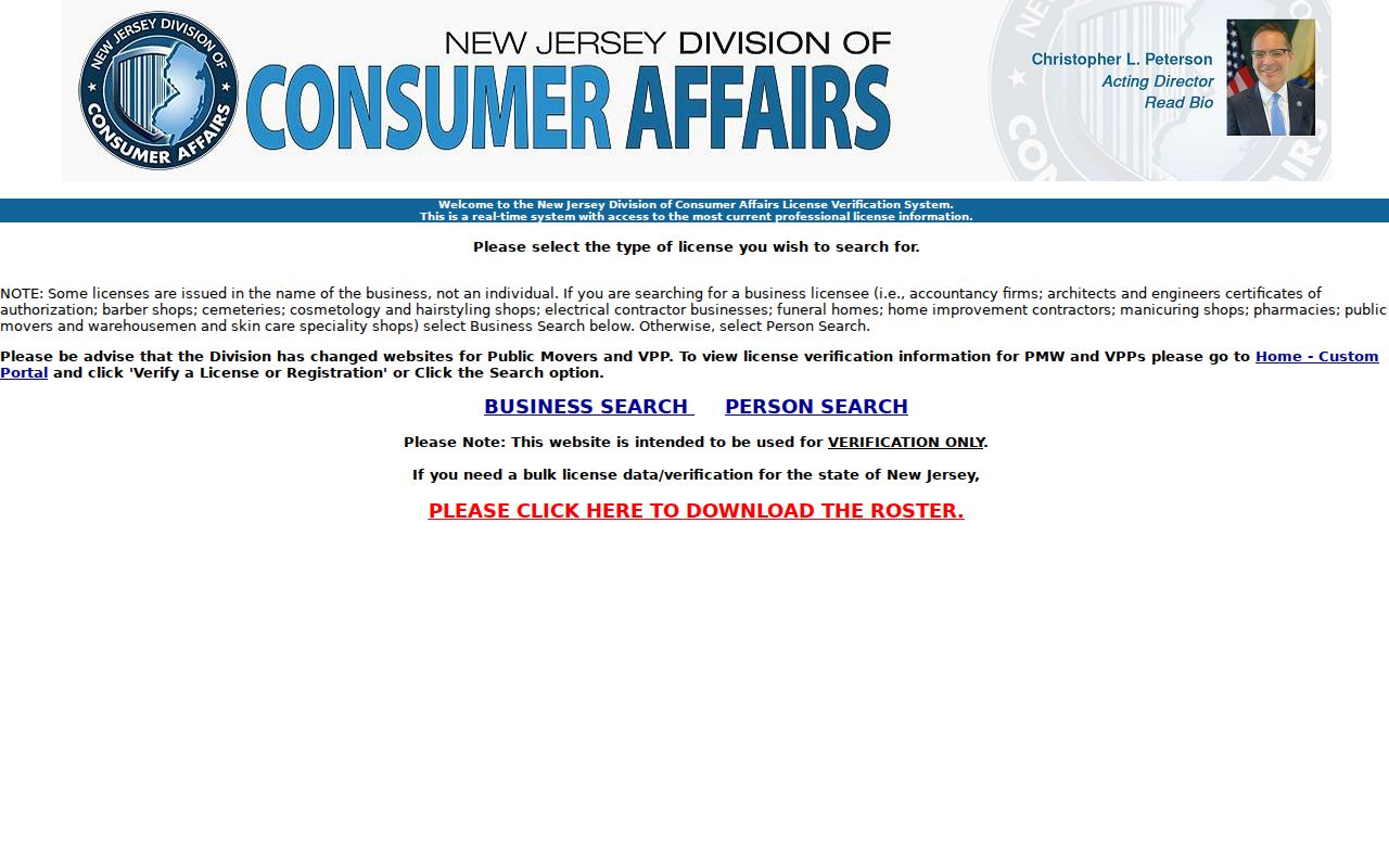 Fair Lawn residents directory New Jersey professional license verification
