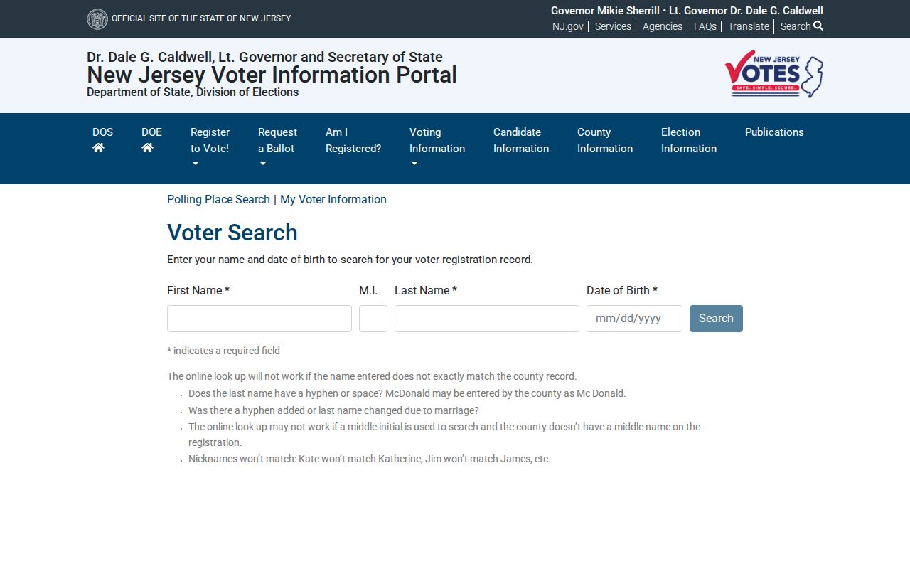 Fair Lawn residents directory New Jersey voter status search