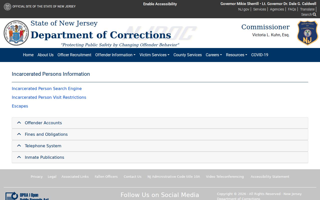 Fair Lawn residents directory New Jersey corrections search entry