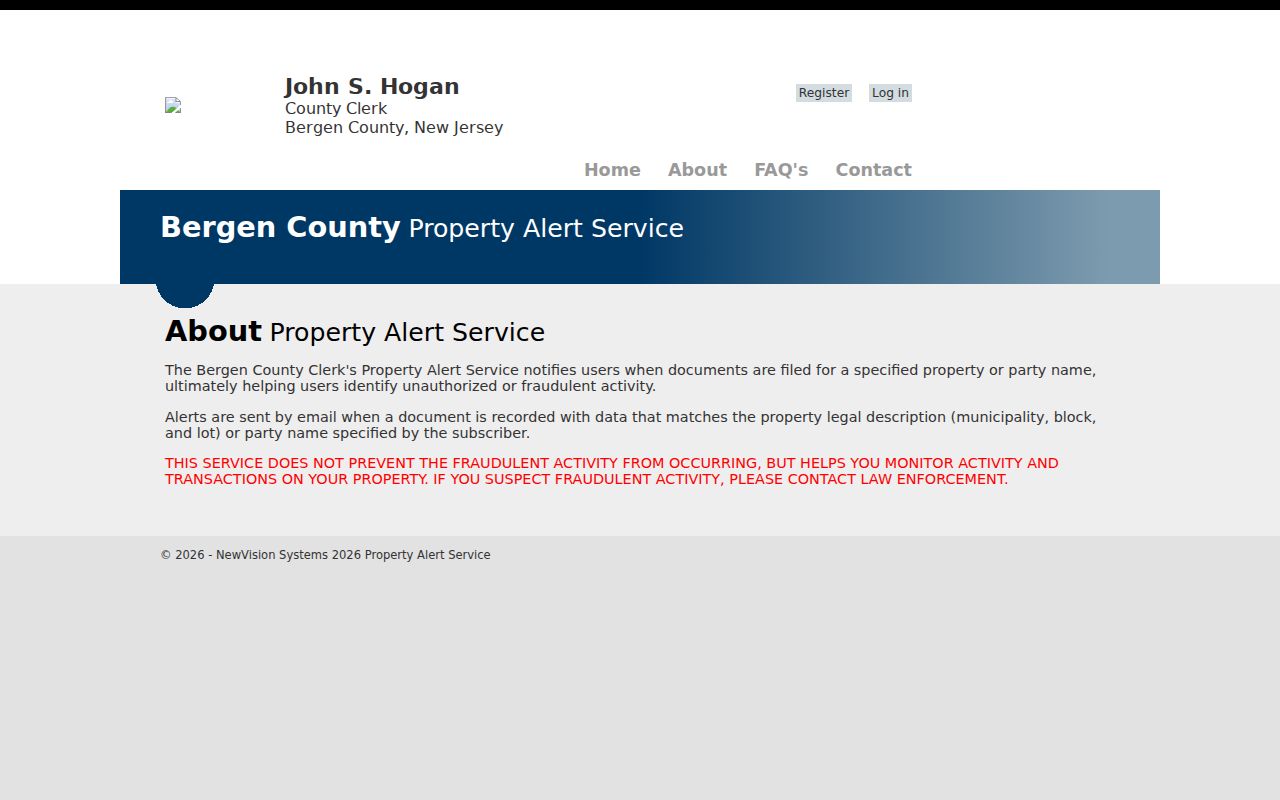 Fair Lawn previous residents Bergen County Property Alert matching information